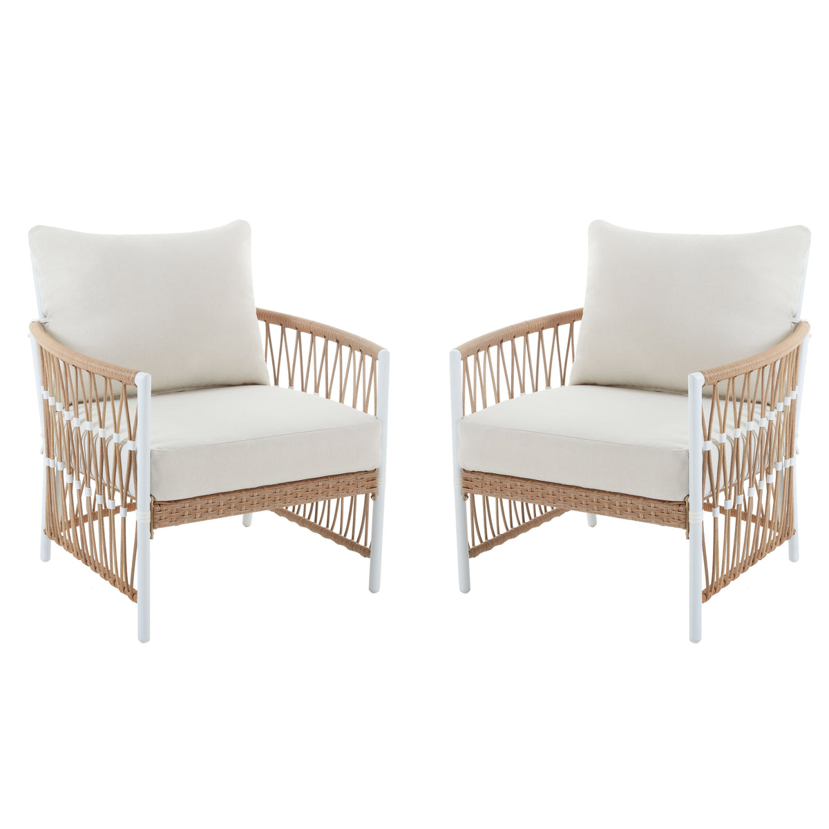 Velmora™ Lilah 2-Pack Outdoor Wicker Lounge Chairs, White