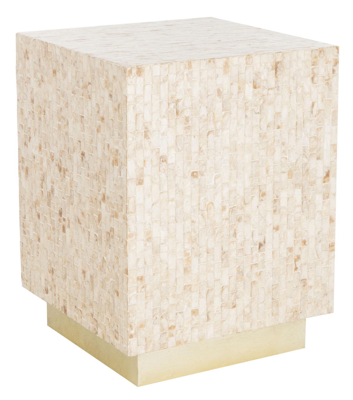 Velmora™ Juno Glam Mosaic Square Top Side Table, Beige/Gold