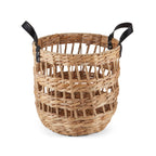Velmora™ 2-Pack Round Decorative Storage Baskets with Faux Leather Handles, Natural, 14.5 in x 16.5 in