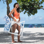 Velmora™ Low Sitting Beach Rocking Chair, Palm Print, Blue