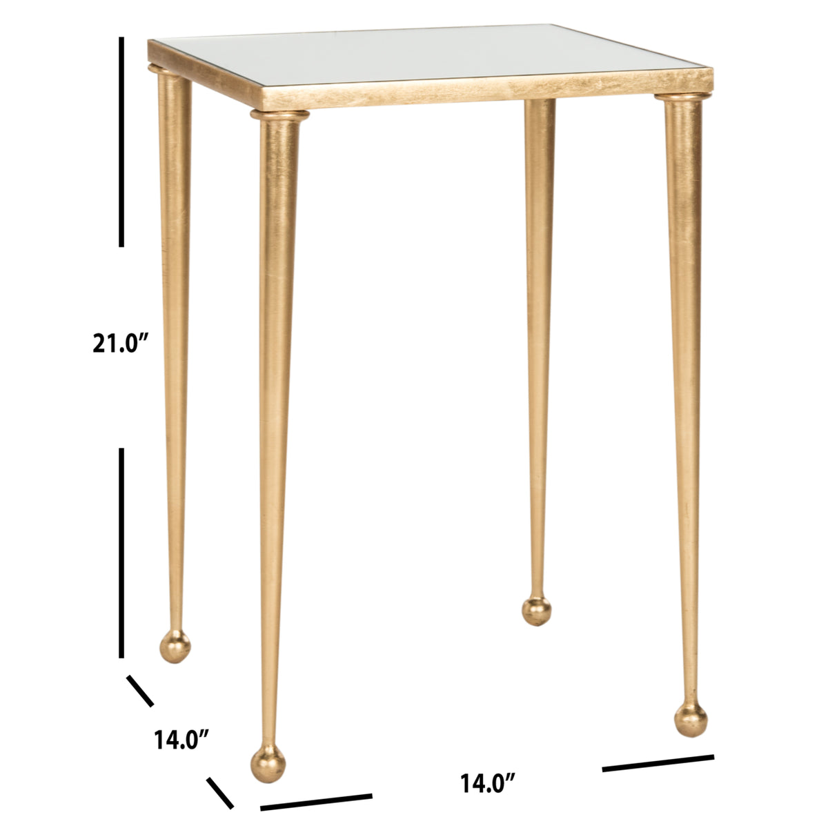 Velmora™ Nyacko Solid Class Mirror Top Gold Leaf End Table
