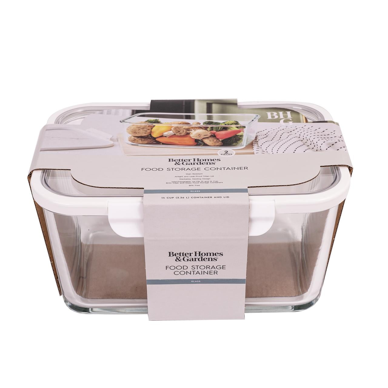 Velmora™ (2 pack) 14Cup Rectangle Glass Food Storage Container with Tritan Lid. Set of 1, 2 Pieces, Well Suited to Refrigerator Organization