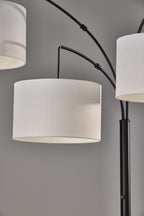 Velmora™ 82 in Matte Black 3-Light Arc Floor Lamp with Adjustable Shades