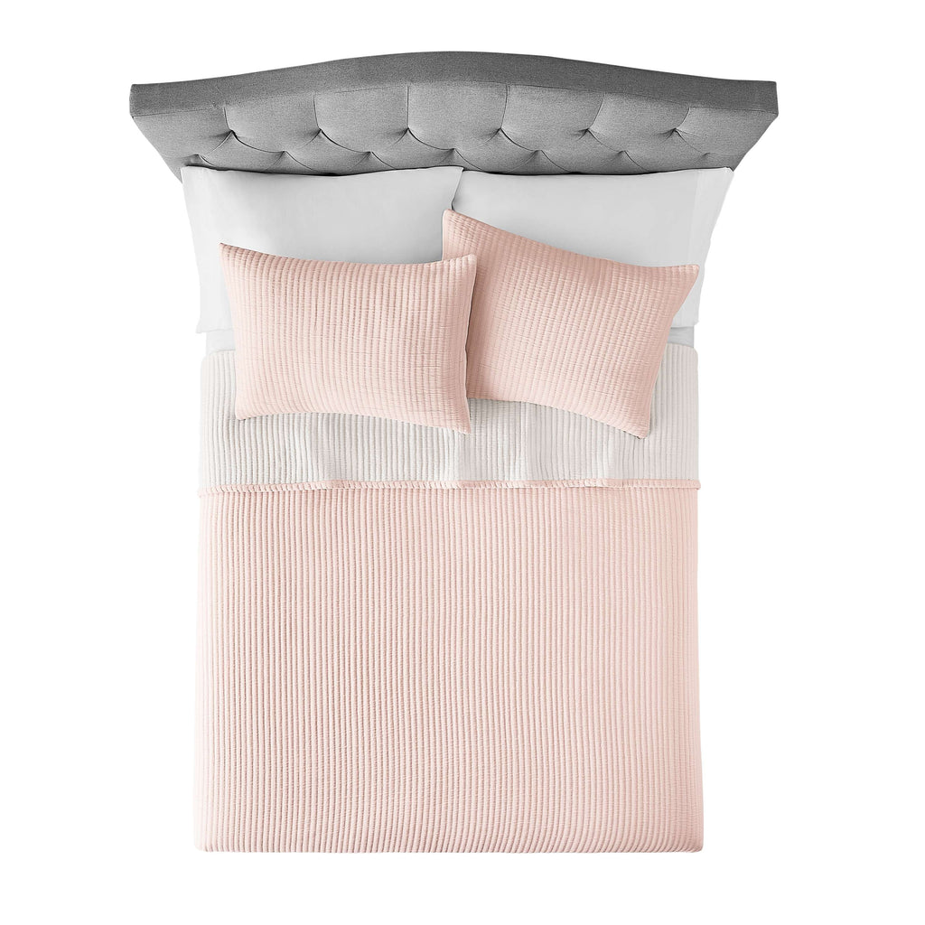 Velmora™ Full/Queen Quilt - Blush Pink Matelasse, Cotton-Rich, Reversible Bedding