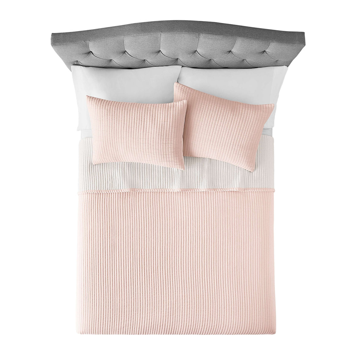 Velmora™ Full/Queen Quilt - Blush Pink Matelasse, Cotton-Rich, Reversible Bedding