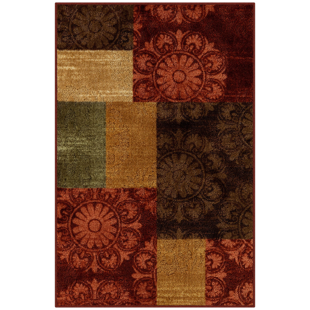 Velmora™ (2 pack) Transitional Medallion Block Red Print Indoor Accent Rug, 2'6"x3'10"