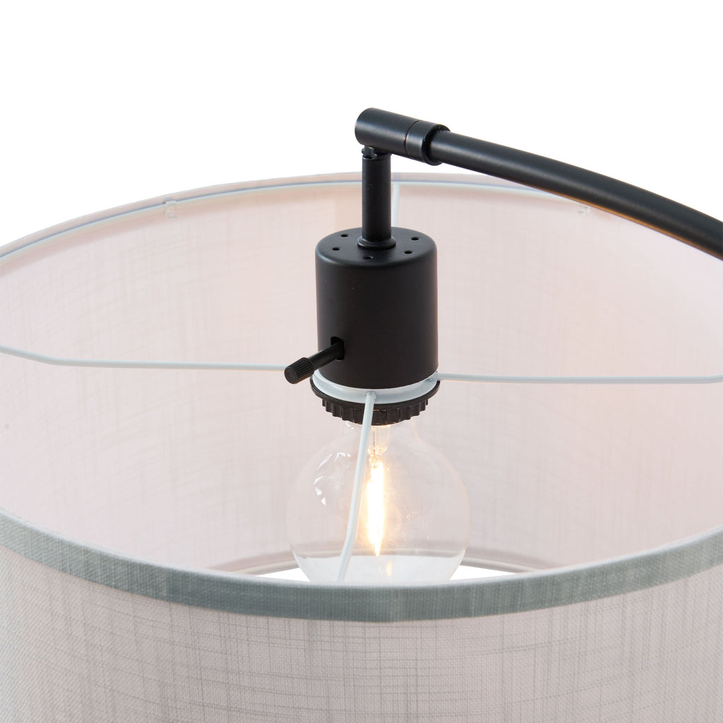 Velmora™ Michelle 71-Inch Metal Arc Floor Lamp with White Fabric Shade and 3-Way Switch