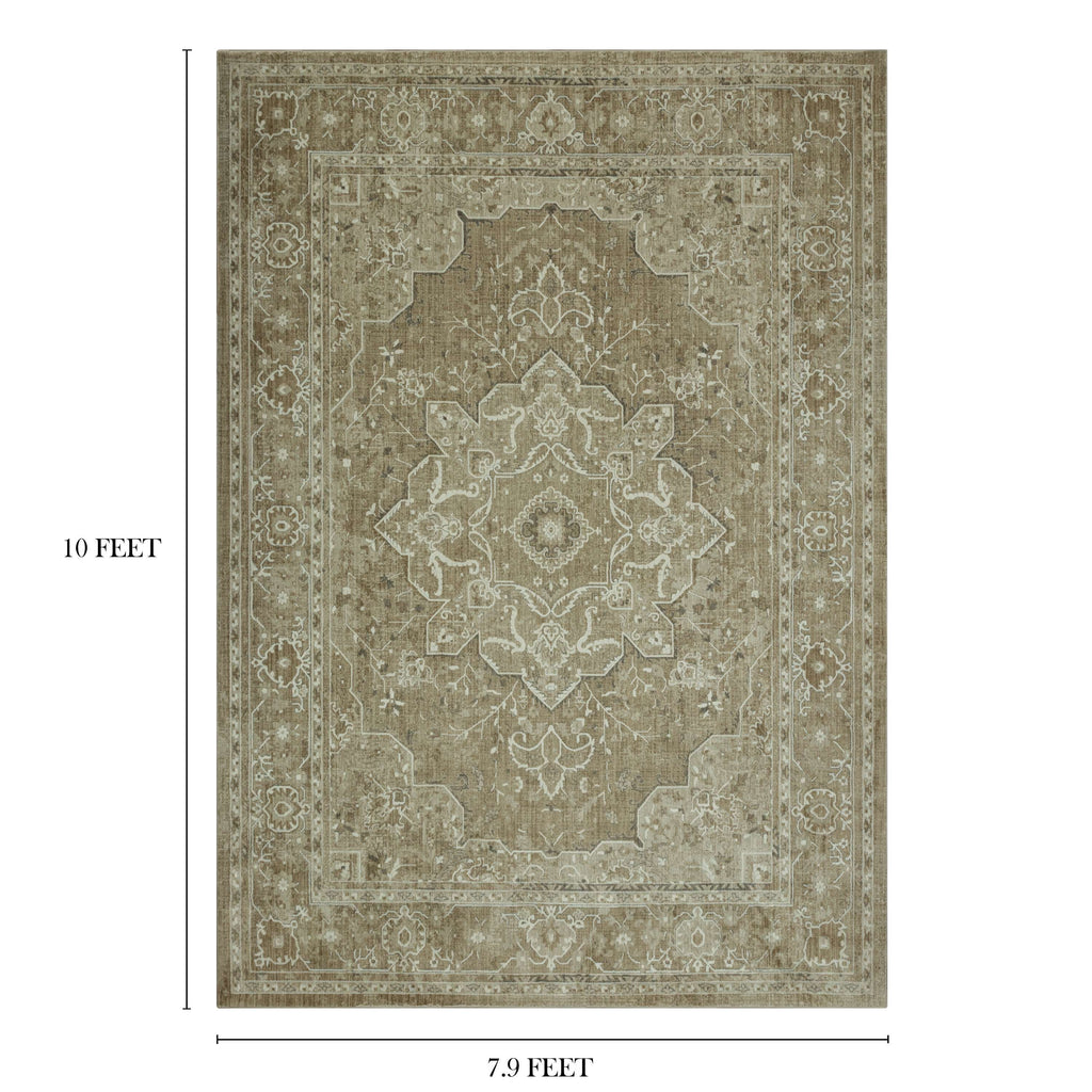 Velmora™ Traditional Plush Beige Medallion Indoor Area Rug, 7' 9" x 10'