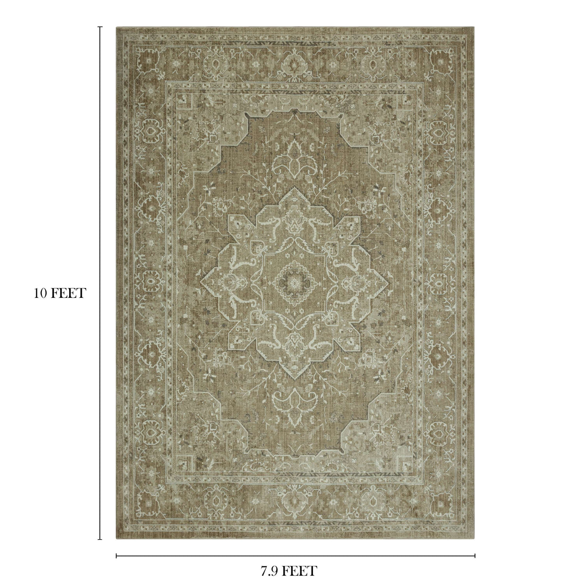 Velmora™ Traditional Plush Beige Medallion Indoor Area Rug, 7' 9" x 10'