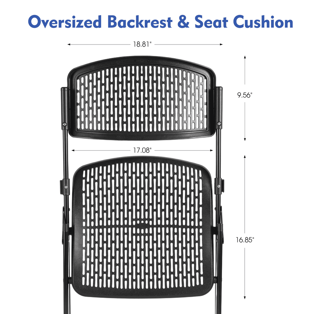 Velmora™ Premium Breathable Resin Folding Chair, Black, Set of 4