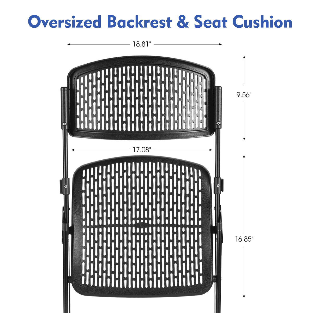 Velmora™ Premium Breathable Resin Folding Chair, Black, Set of 4