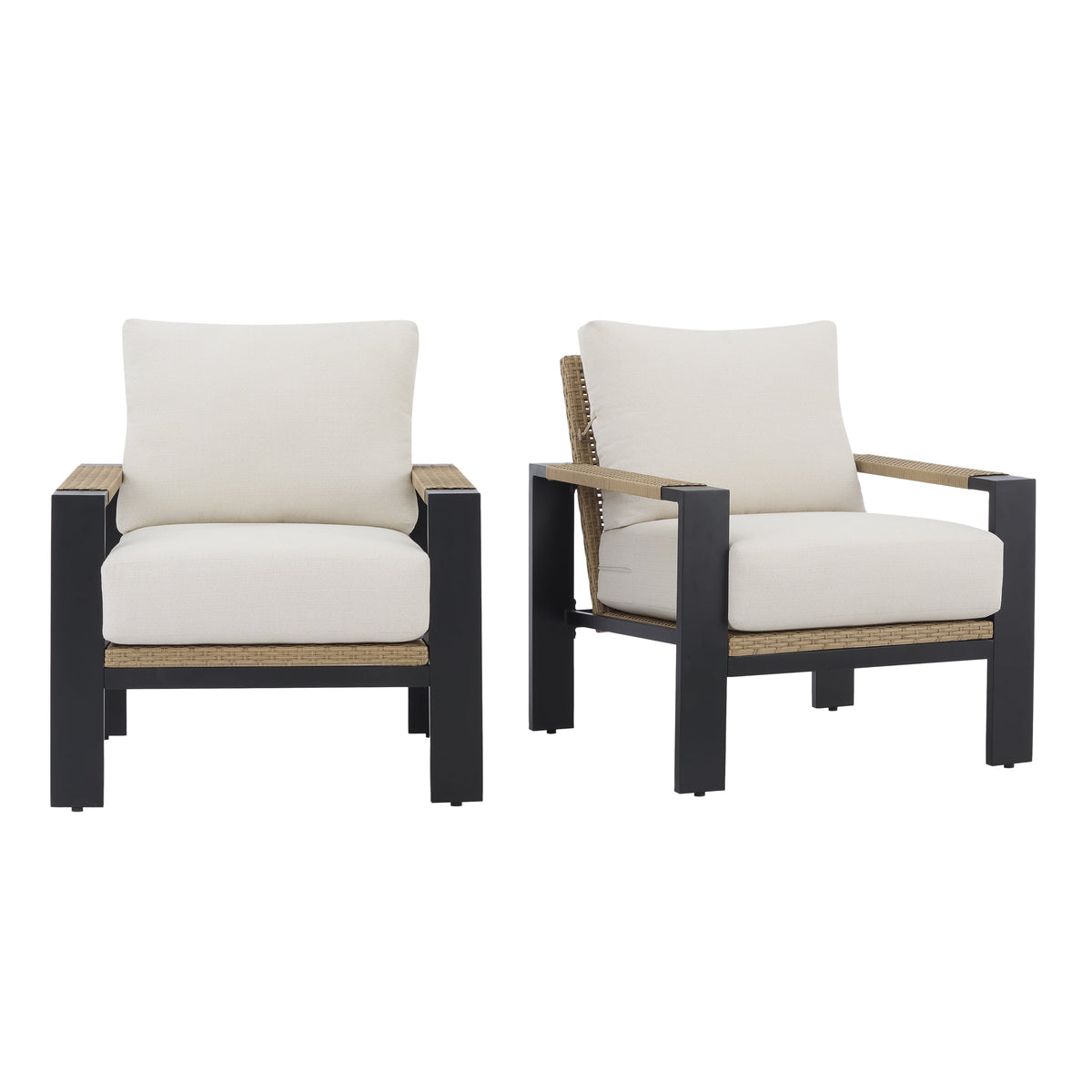 Velmora™ Ventura 2-Piece Outdoor Wicker Chat Chair, Beige