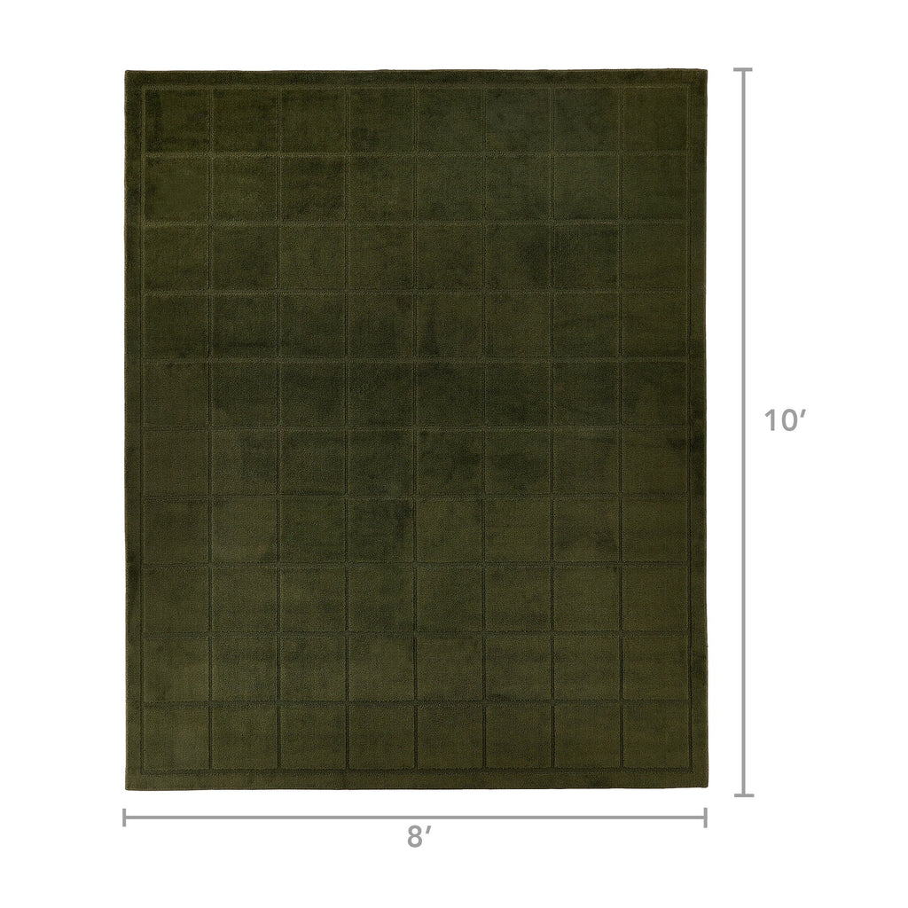 Velmora™ Solid High Low Tufted Grid Dark Green Indoor Area Rug, 8' x 10'