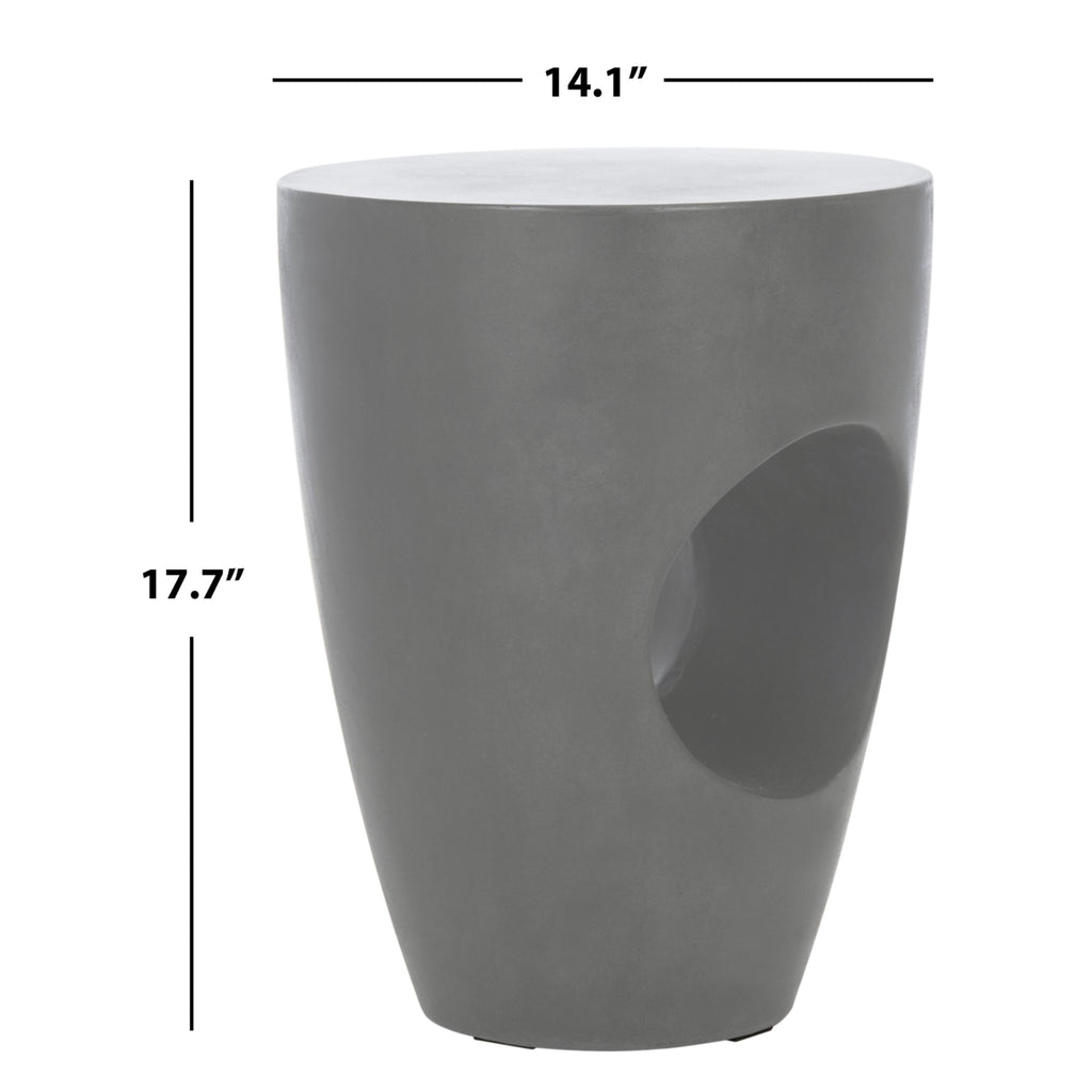 Velmora™ Aishi Outdoor Modern Concrete Round Accent Table -Dark Grey