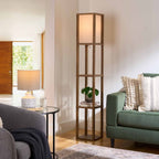 Velmora™ 62.25" Modern Pull Chain Weathered Floor Lamp with Natural Square Shade