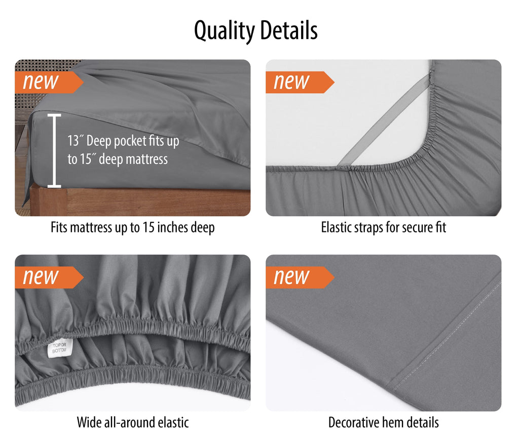 Velmora™ Super Soft Brushed Microfiber Bed Sheet Set, Blue Cove, King, 4 Piece