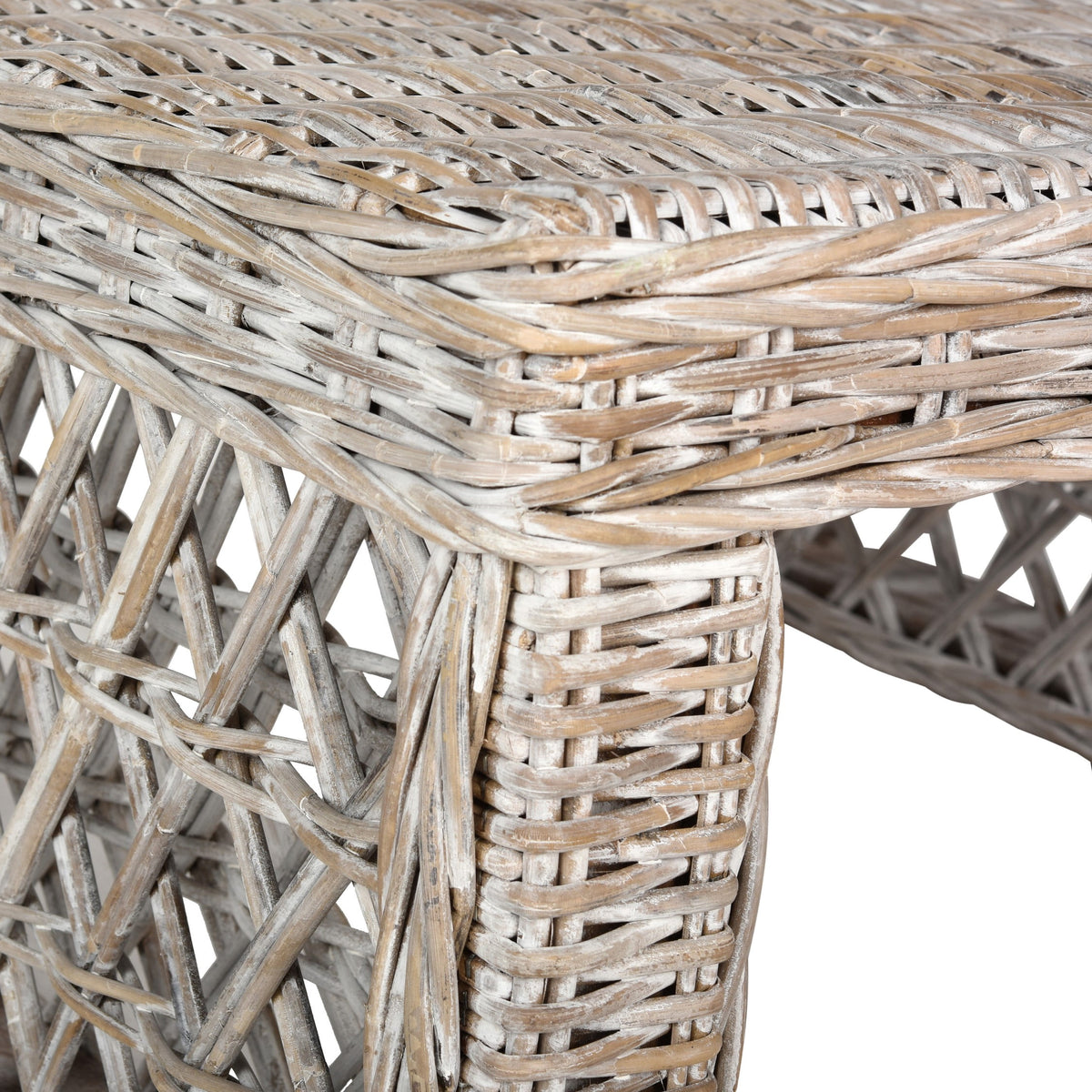 Velmora™ Shila Nautical Wicker Coffee Table, White Wash