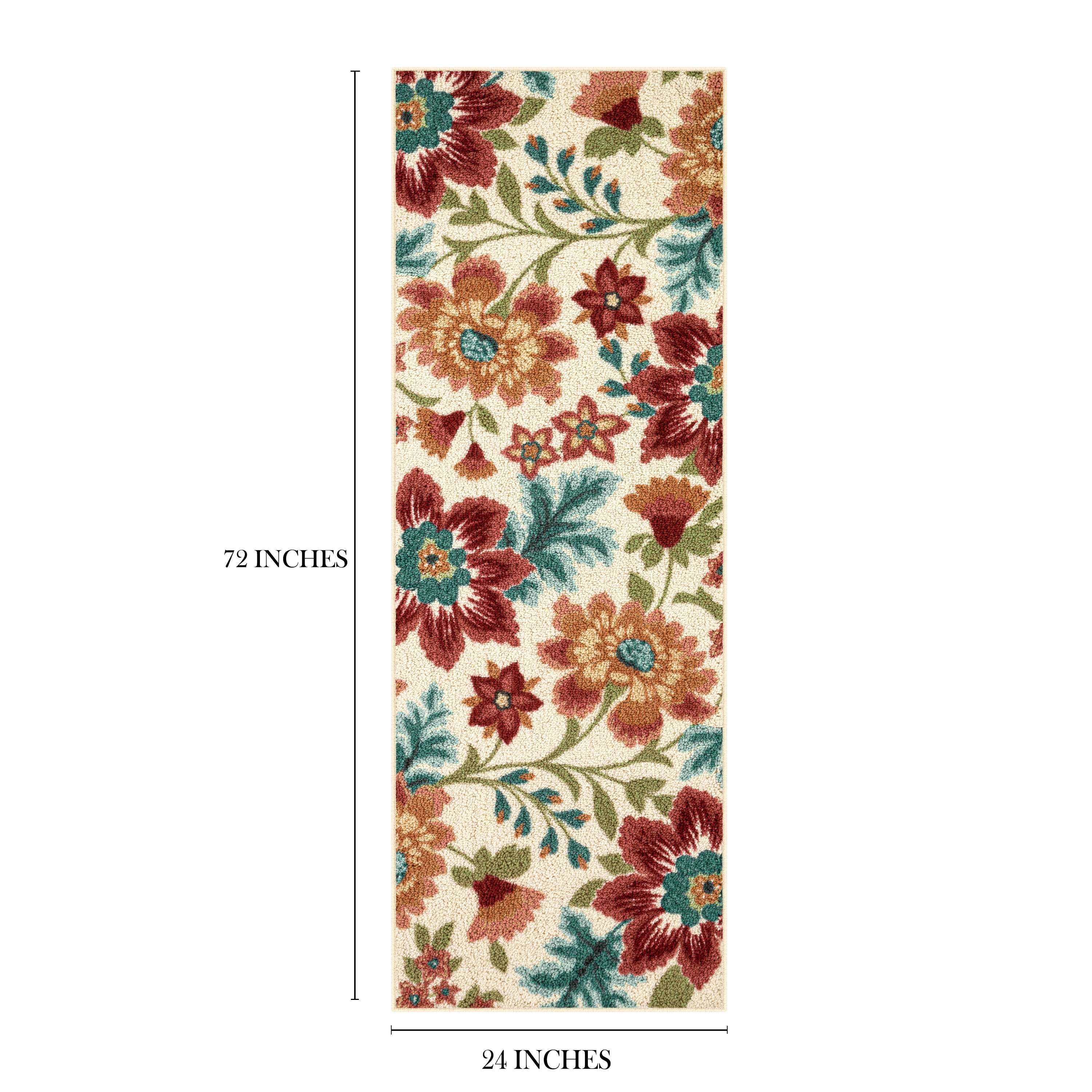 Velmora™ (2 pack) Farmhouse Oversized Floral Cream Multicolor Indoor Hallway Runner Rug, 2'x6'