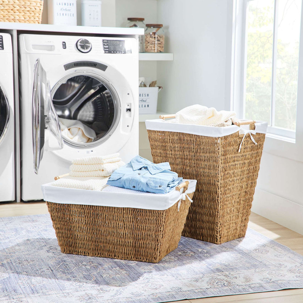 Velmora™ Resin Poly Rattan Laundry Hamper with Fabric Liner, Adult