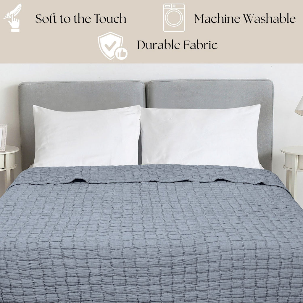 Velmora™ Check Matelasse Quilt, Washed Indigo, Full/Queen