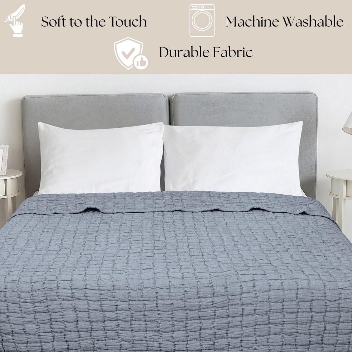 Velmora™ Check Matelasse Quilt, Washed Indigo, Full/Queen