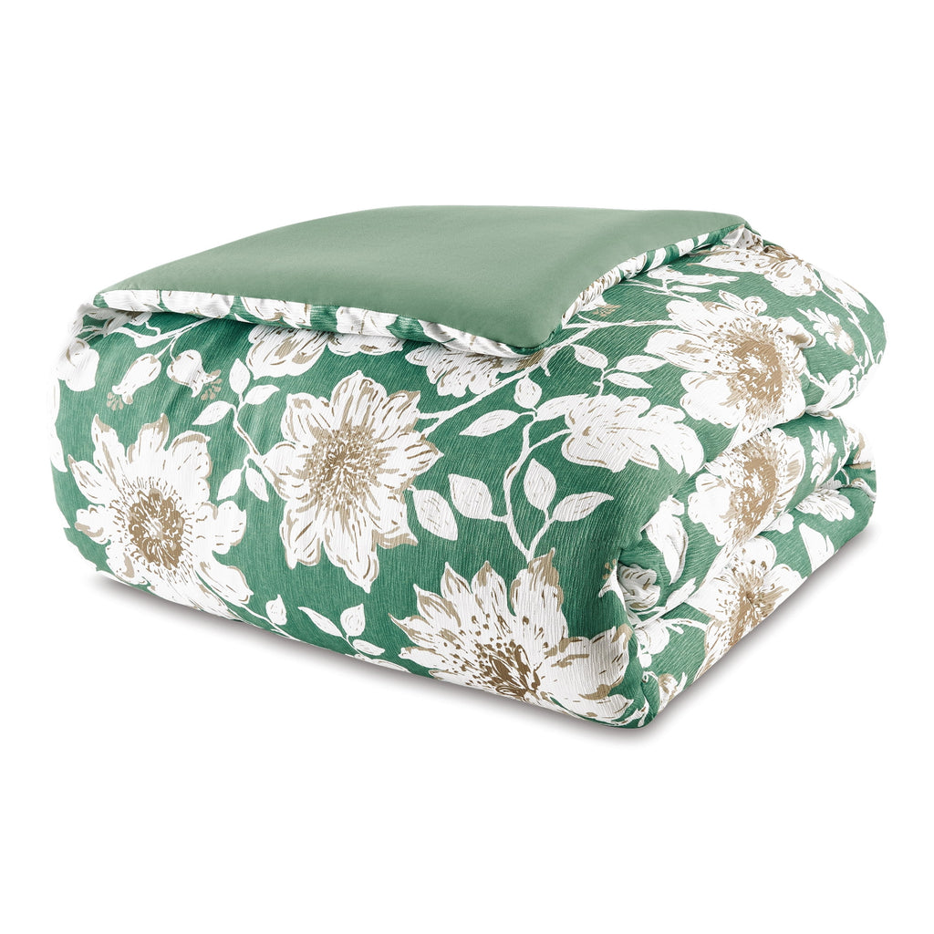 Velmora™ Reversible Bed-in-a-Bag Bedding Set, 11 Pieces, Queen, Green Floral