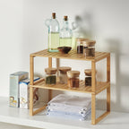 Velmora™ (2 pack) Bamboo Stackable Shelf, Natural Bamboo Color, Easy Assemble, 16 x 10 x 1.18in
