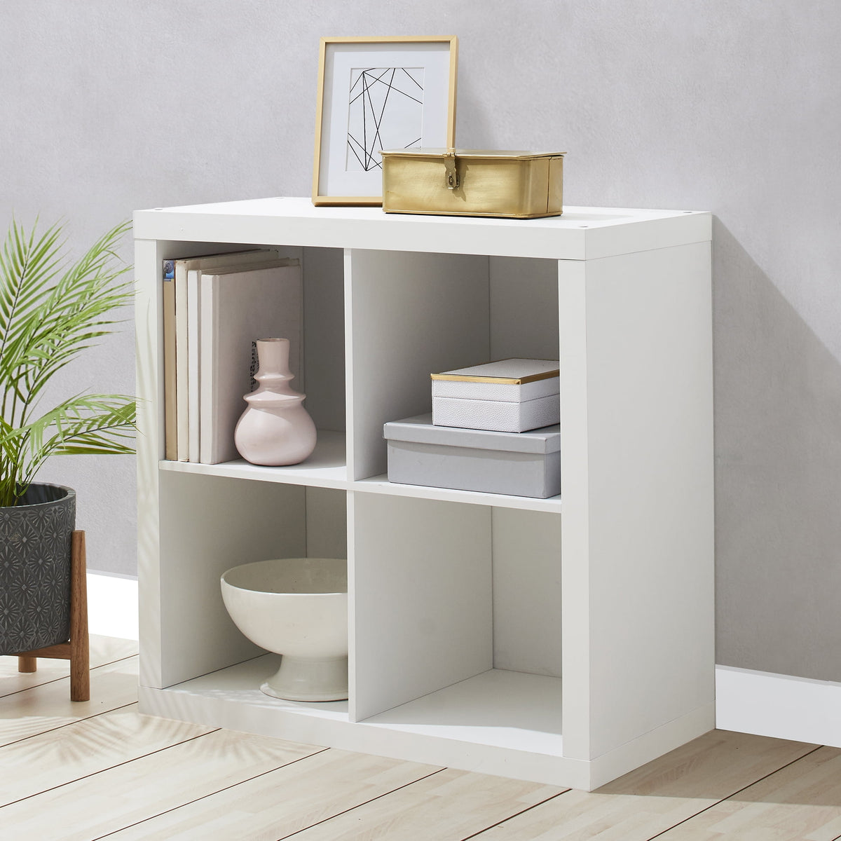 Velmora™ 4 Cube Storage Organizer, White Texture