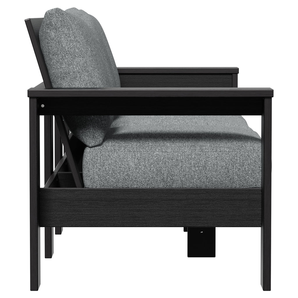 Velmora™ Ezra Outdoor Sofa, Black Frame with Gray Cushions