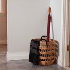 Velmora™ 2-Pack Round Decorative Storage Baskets with Faux Leather Handles, Natural, 14.5 in x 16.5 in