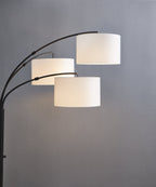 Velmora™ 82 in Matte Black 3-Light Arc Floor Lamp with Adjustable Shades