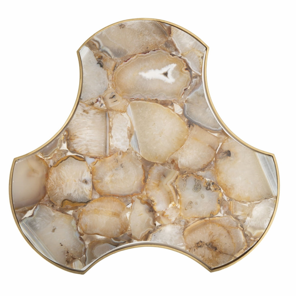 Velmora™ Suki Agate Modern Glam Tripod Accent Table, White/Gold