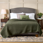 Velmora™ Tufted Matte Velvet Quilt, Green, Full/Queen
