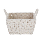 Velmora™ (2 pack) Medium White Woven Rope Decorative Storage Basket with Handles, 14.3 in x 11 in x 9 in