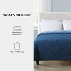 Velmora™ Reversible Microfiber Comforter, Navy, Full/Queen