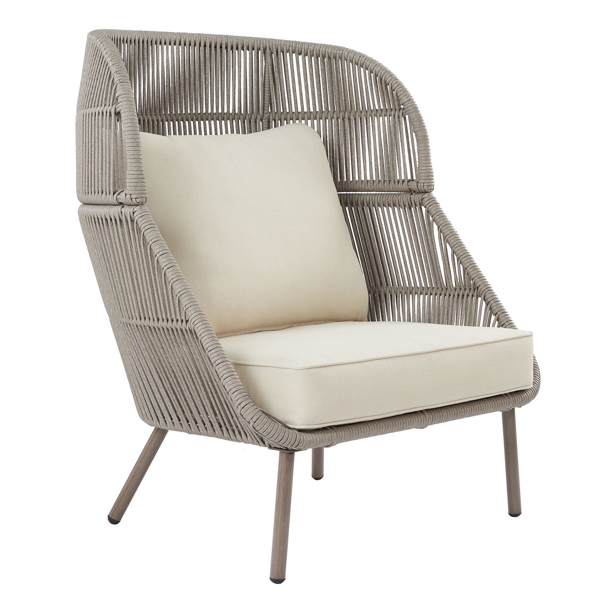 Velmora™ Tarren Beige Outdoor High-Back Accent Chair with Cushions