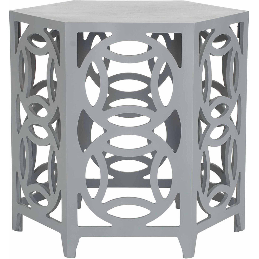 Velmora™ Natanya Geometric Hexagon Side Table, Pearl Blue Grey