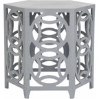 Velmora™ Natanya Geometric Hexagon Side Table, Pearl Blue Grey