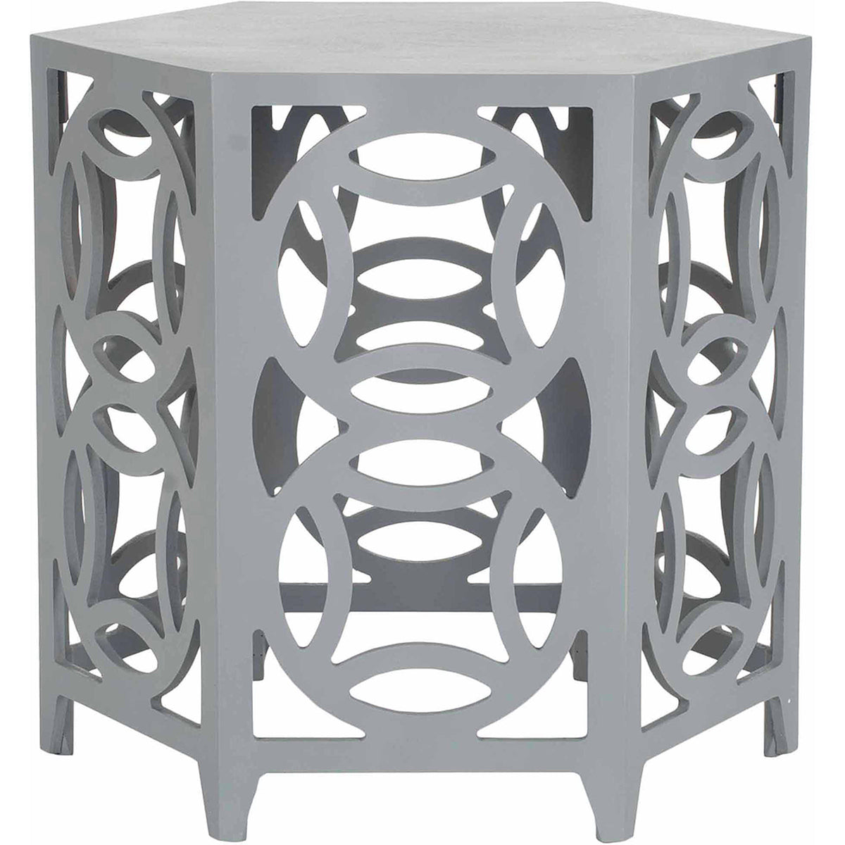 Velmora™ Natanya Geometric Hexagon Side Table, Pearl Blue Grey