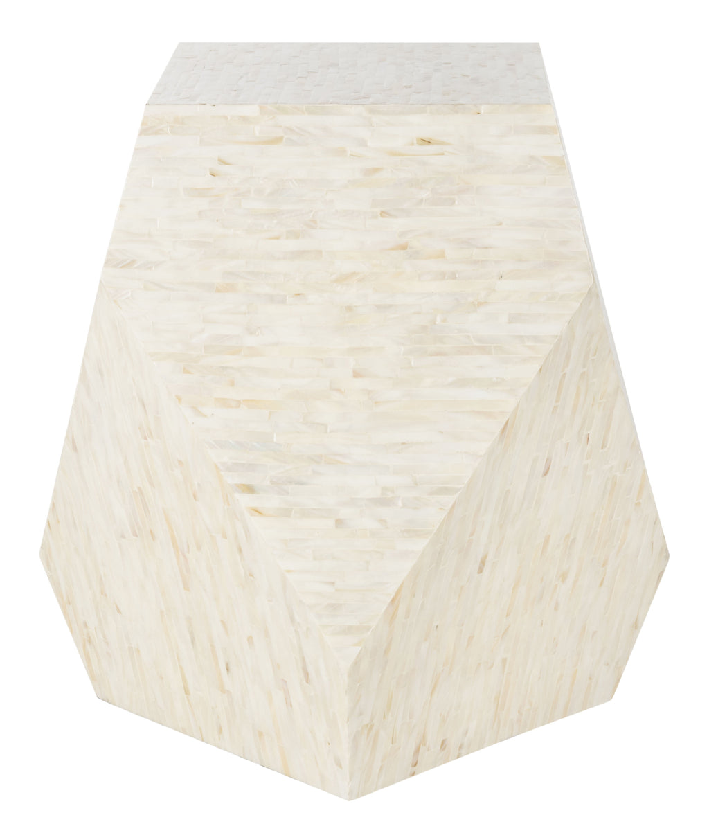 Velmora™ Lea Glam Mosaic Geometric Side Table, Light Beige/Multi