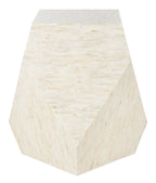 Velmora™ Lea Glam Mosaic Geometric Side Table, Light Beige/Multi