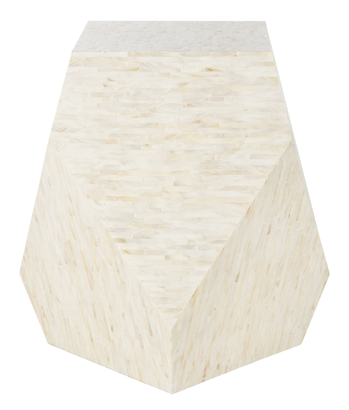 Velmora™ Lea Glam Mosaic Geometric Side Table, Light Beige/Multi