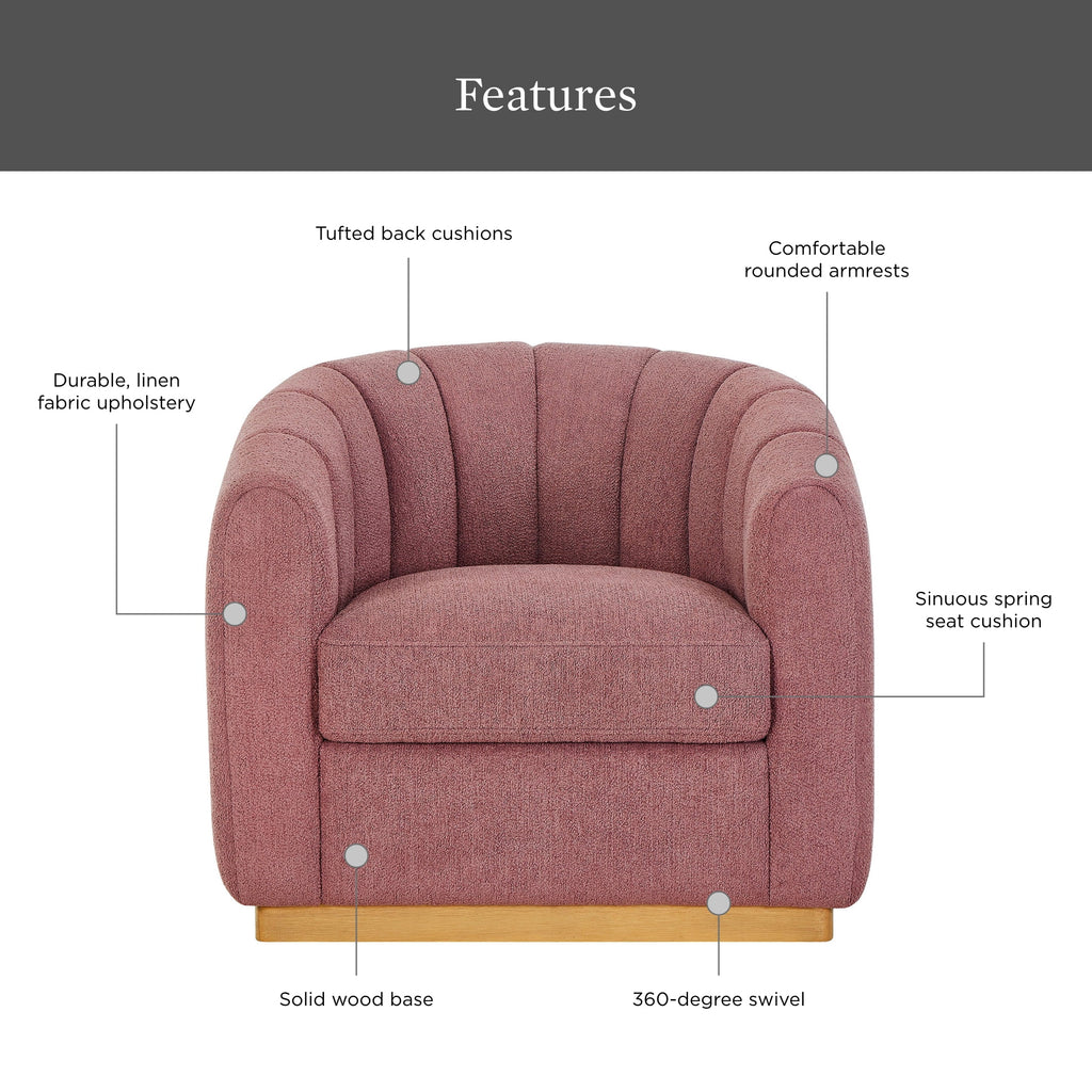 Velmora™ Lillian Accent Swivel Chair, Rose Boucle