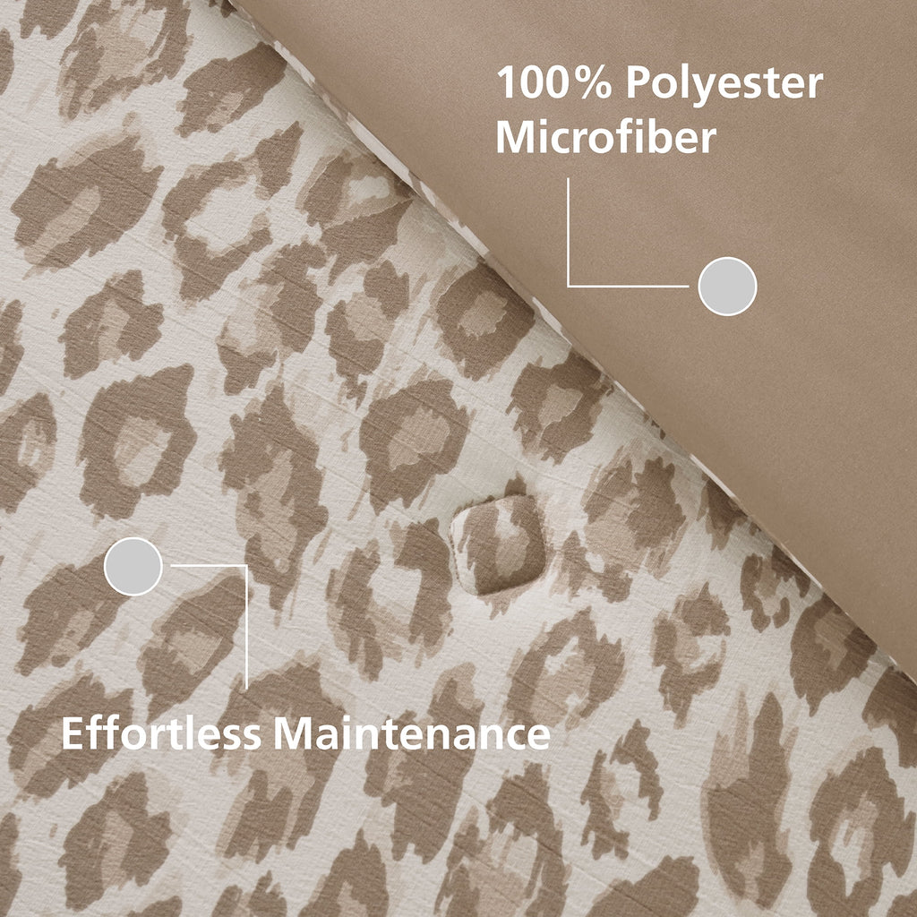 Velmora™ Leopard Print 3-Piece Neutral Comforter Set, Full/Queen