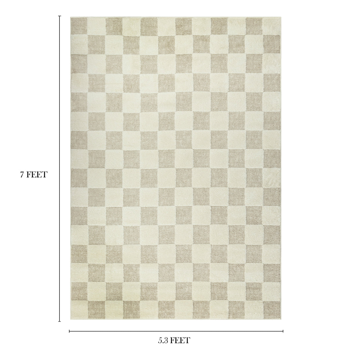 Velmora™ Indoor Area Rug, Transitional Check Ivory Tan, 5 ft 3 in x 7 ft