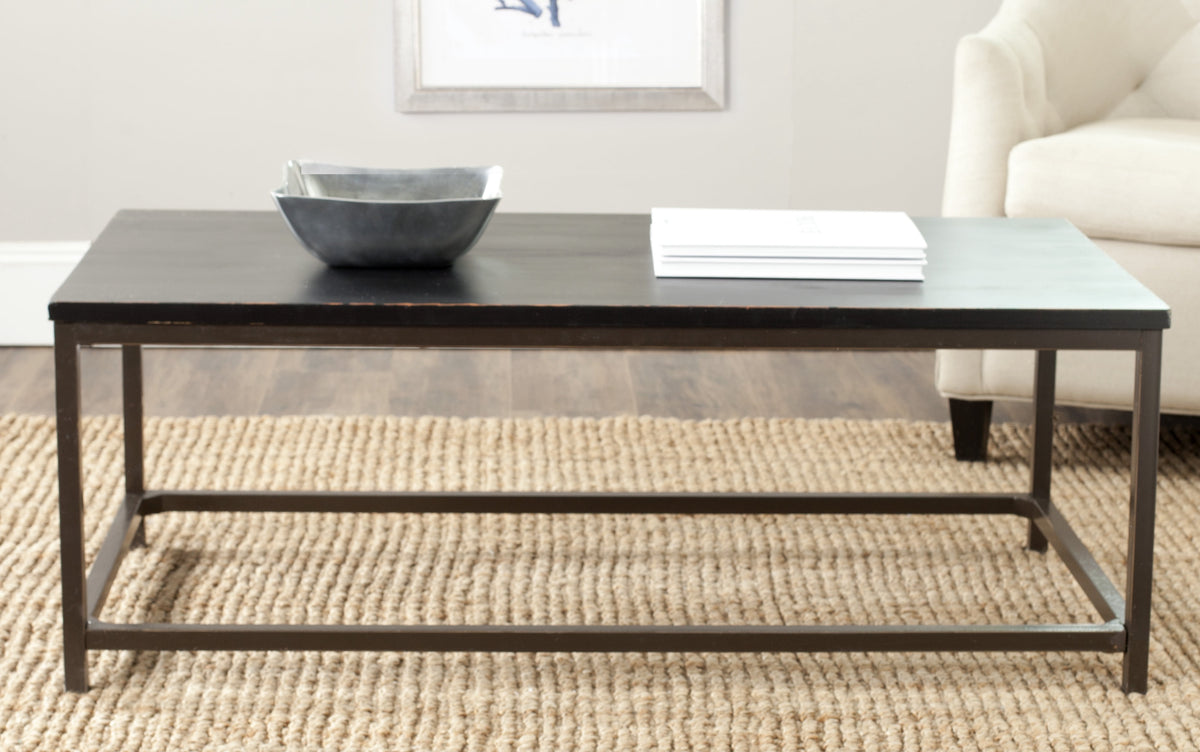 Velmora™ Alec Industrial Rustic Coffee Table, Distressed Black
