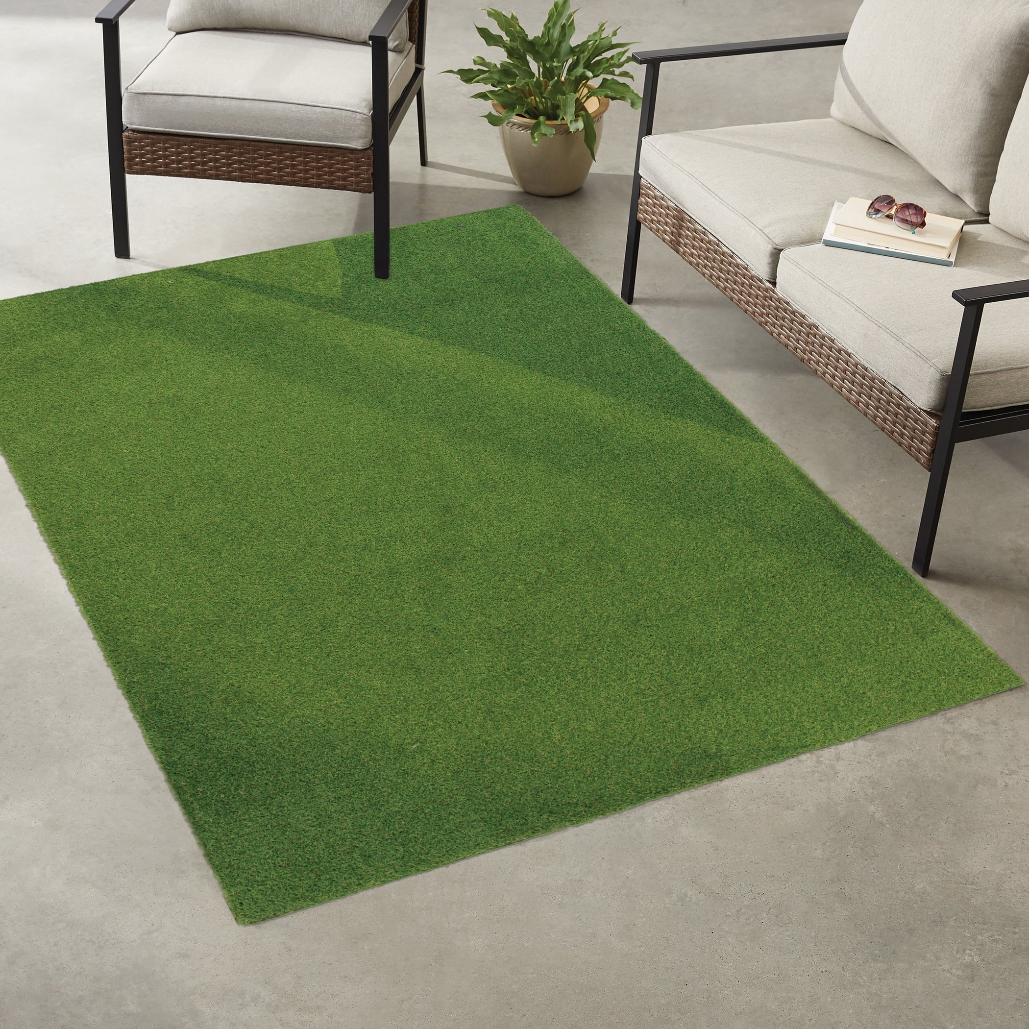 Velmora™ (2 pack) Green Faux Grass Outdoor Rug, 5'x7'