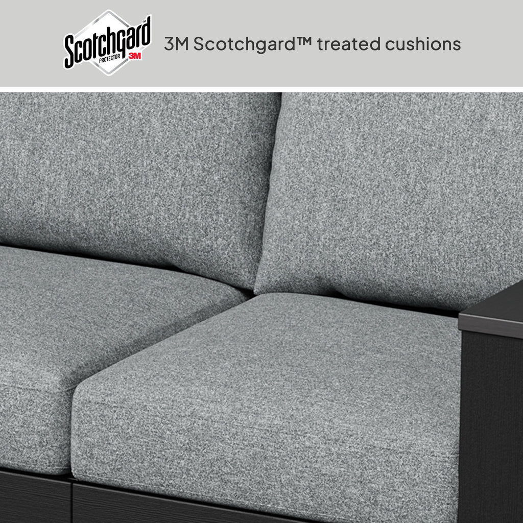 Velmora™ Ezra Outdoor Sofa, Black Frame with Gray Cushions