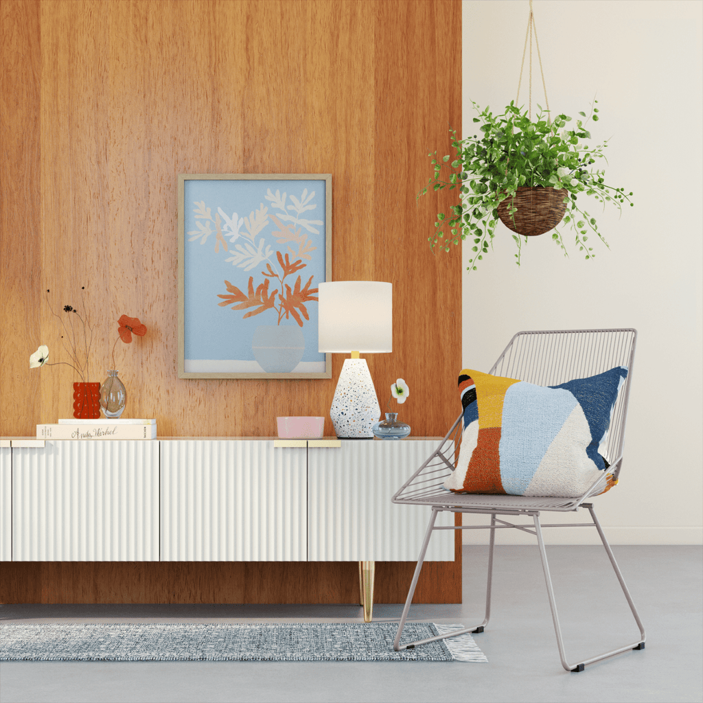 Velmora™ Terrazzo Table Lamp with White Drum Shade, 16.75 in