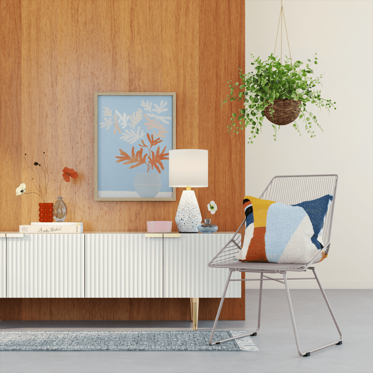 Velmora™ Terrazzo Table Lamp with White Drum Shade, 16.75 in